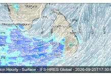 SRI LANKA WEATHER FORECAST FOR 25 SEPTEMBER 2026