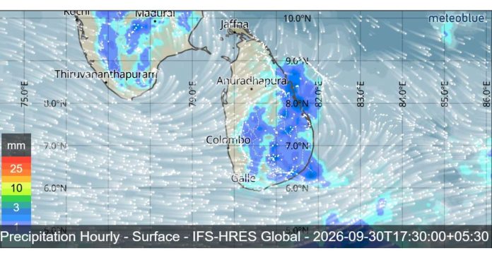 SRI LANKA WEATHER FORECAST TODAY, 30 SEPTEMBER 2026