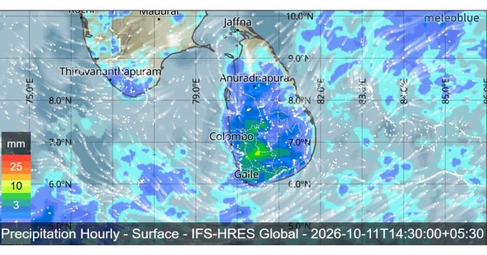 SRI LANKA WEATHER FORECAST FOR TODAY, 11 OCTOBER 2026