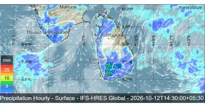 SRI LANKA WEATHER FORECAST FOR TODAY, 13 OCTOBER 2026