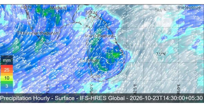 SRI LANKA WEATHER FORECAST FOR TOMORROW, 23 OCTOBER 2026