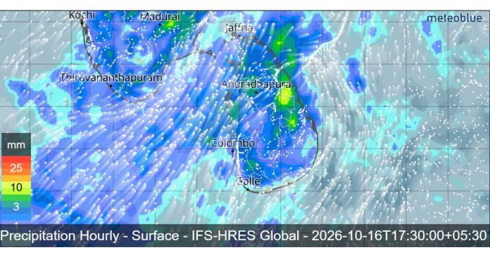 SRI LANKA WEATHER FORECAST TODAY, 16 OCTOBER 2026