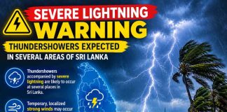 Amber Alert for Severe Lightning in Ampara and Batticaloa Until Tonight